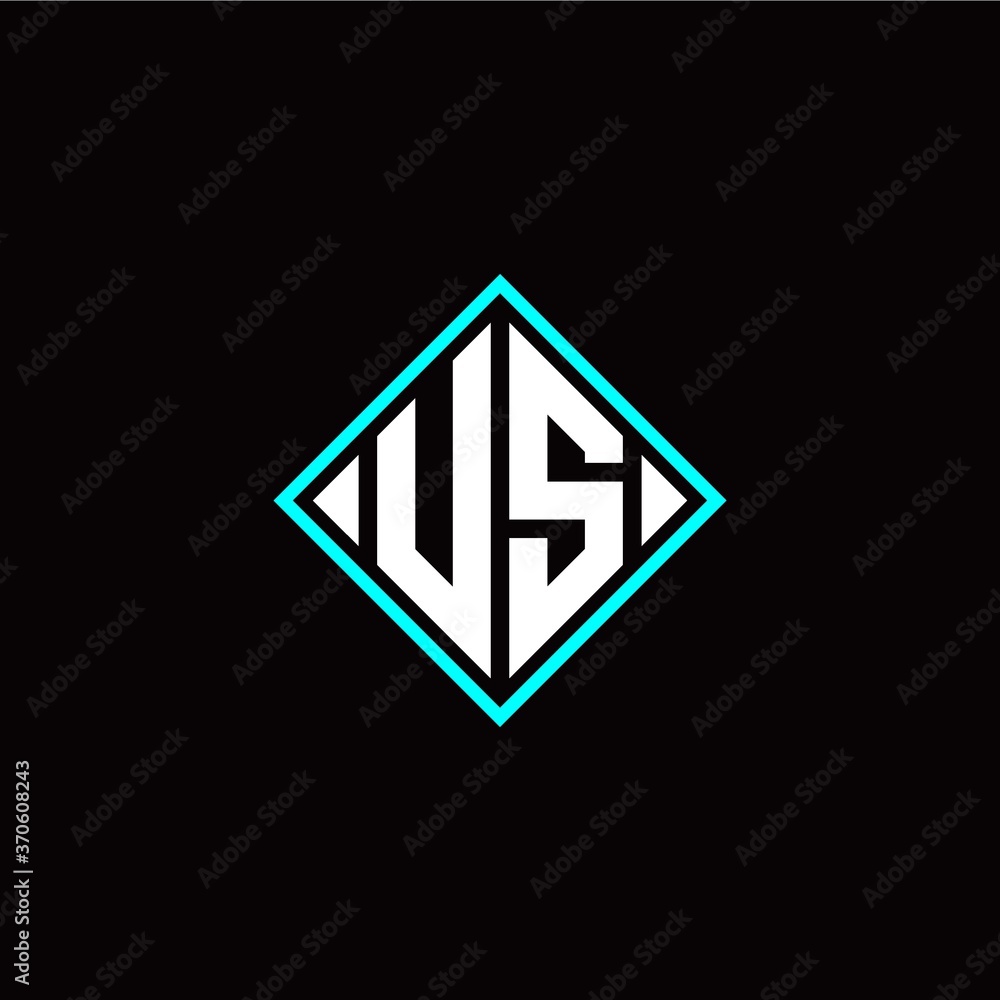 Initial U S letter with square style logo template vector Initial U S letter with square style logo template vector