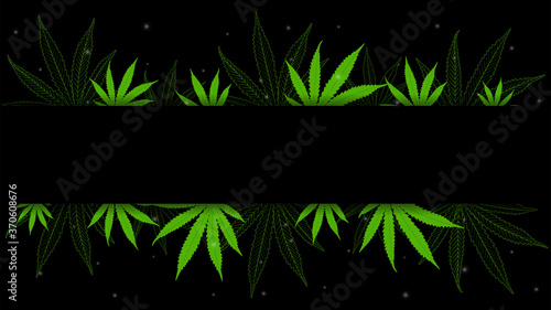 Vector background with cannabis leaves and space for text.