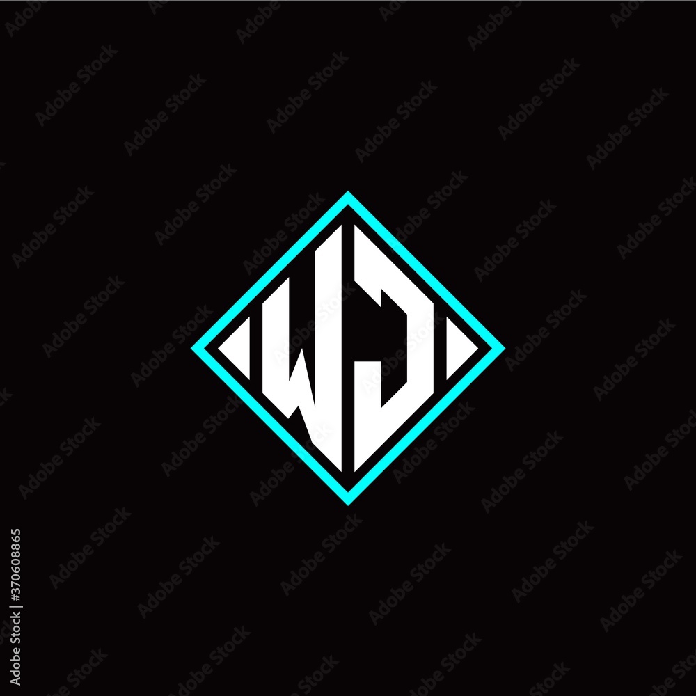Initial W J letter with square style logo template vector Initial W J letter with square style logo template vector