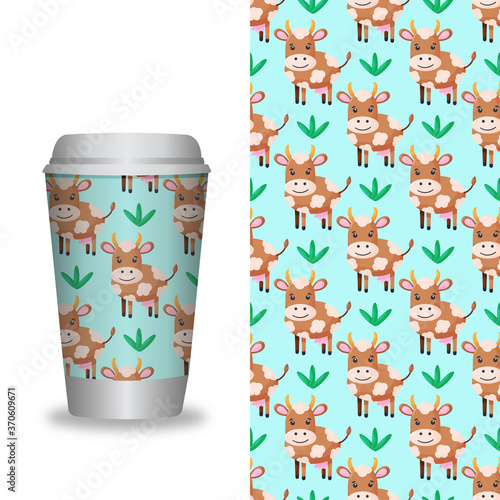 Vector illustration. Coffee Cup With Patterns Template.