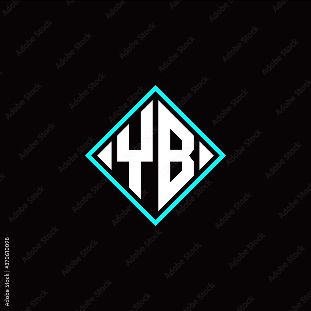 Initial Y B letter with square style logo template vector Initial Y B letter with square style logo template vector