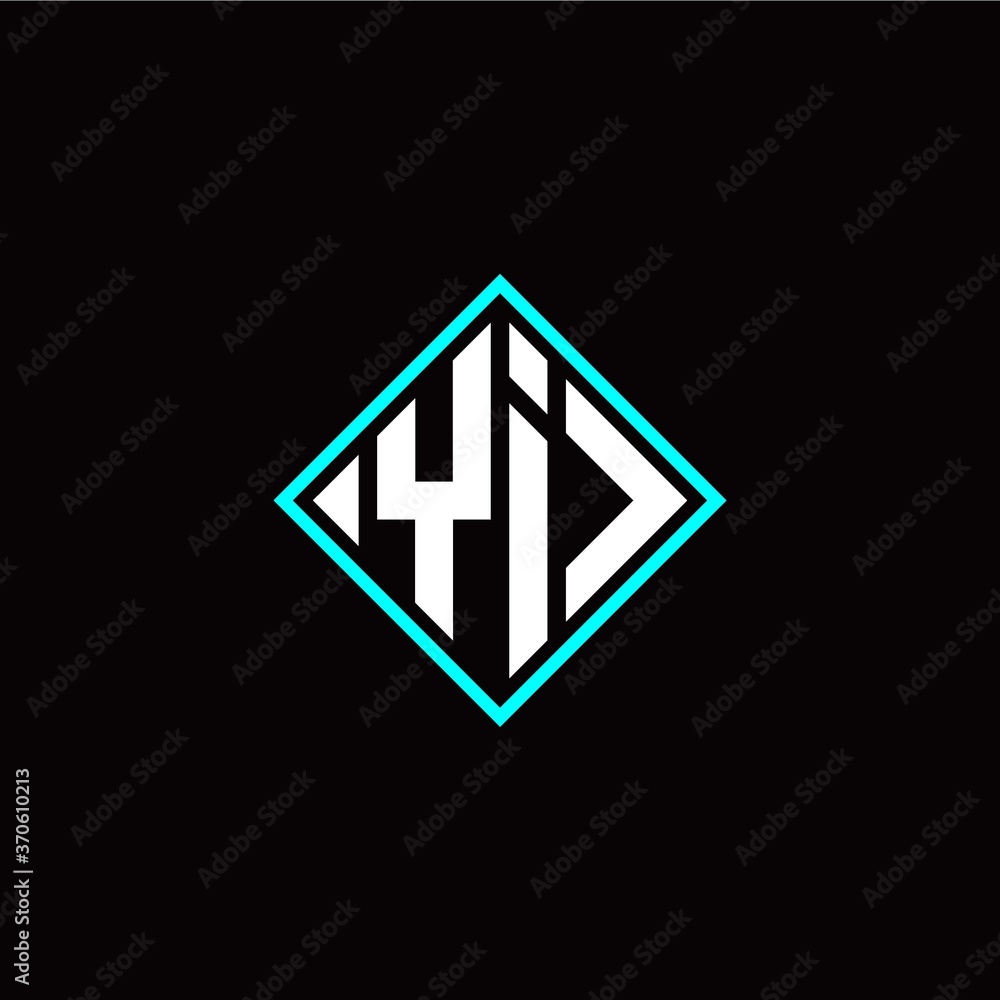 Initial Y I letter with square style logo template vector Initial Y I letter with square style logo template vector