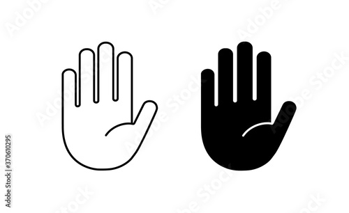 Hand icon. Vector stop symbol. Palm outline. Sign silhouette outline hand