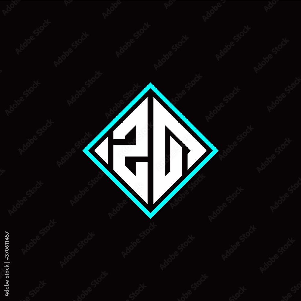 Initial Z Q letter with square style logo template vector Initial Z Q letter with square style logo template vector
