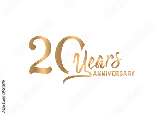 20 years anniversary card.  20 years anniversary gold vector greeting card. 