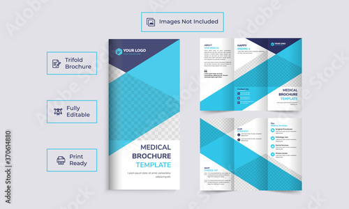 Trifold Medical or Healthcare & clinic Brochure Flyer Layout Template, for tri-fold flyer. Creative concept Trifold brochure
