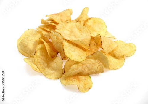 Potato Chips against White Background