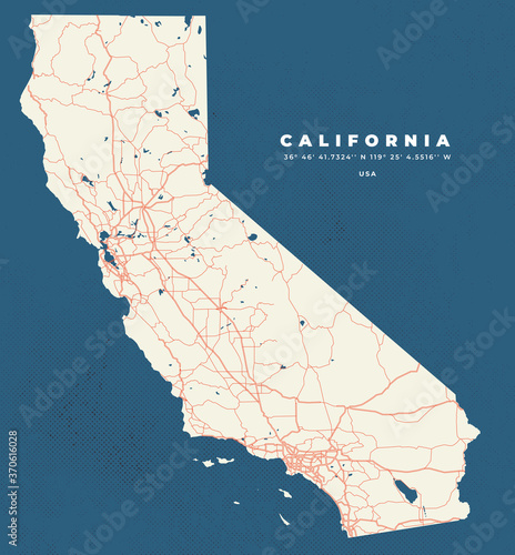 California map vector poster flyer