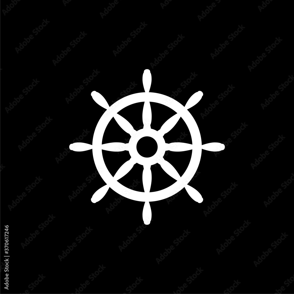 Ship wheel sign isolated on dark background Ship wheel sign isolated on dark background
