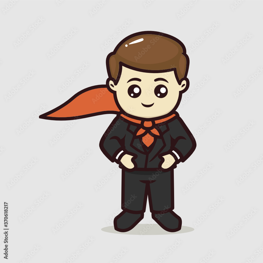 Cute businessman leadership mascot design illustration