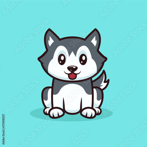 cute husky dog character design illustration
