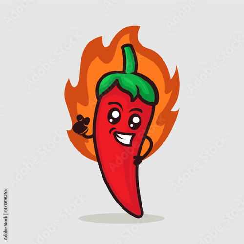 Cute chili mascot design illustration 