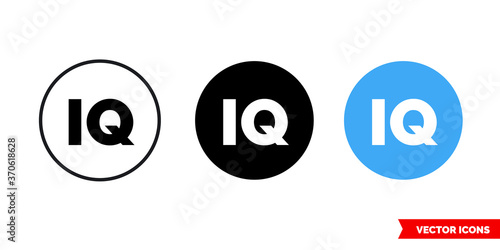 IQ icon of 3 types color, black and white, outline. Isolated vector sign symbol.