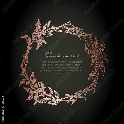 Minimalist copper floral wreath flyer