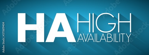 HA - High Availability acronym, technology concept background