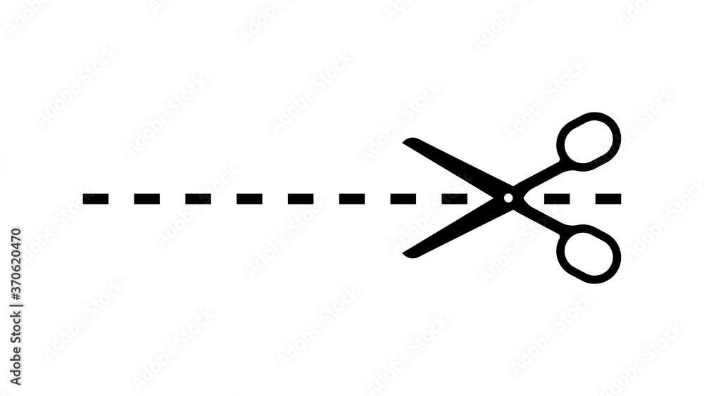Scissors cut shawls of strip on white background. Vector. Scissors cut shawls of strip on white background. Vector.
