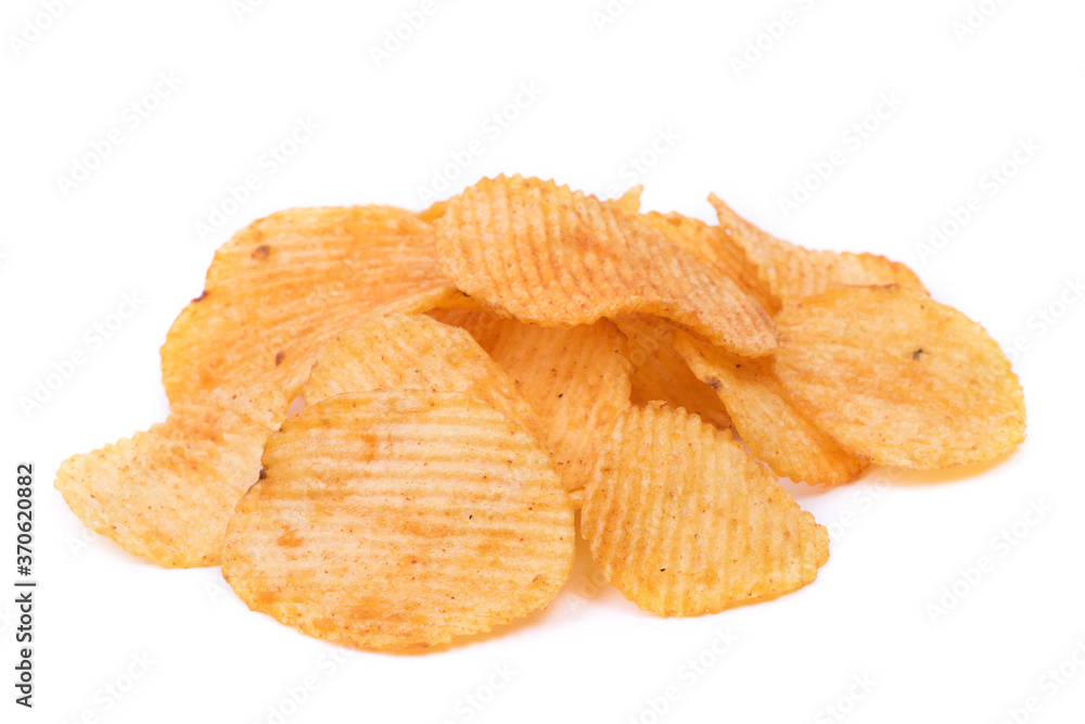 Pile of potato chips fluted isolated Pile of potato chips fluted isolated