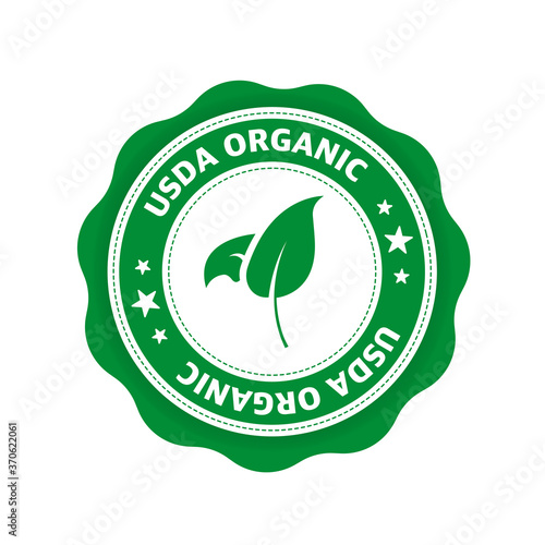 Green icon. Logo, icon, label. Organic, bio, eco symbol. Natural product. Vegetarian healthy food. Organic, bio, eco symbol. Natural product. Vector illustration.