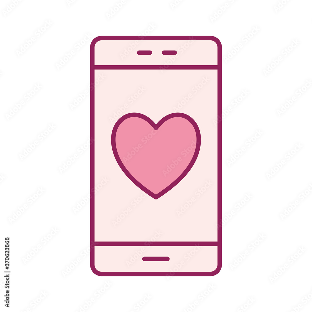 smartphone with heart line and fill style icon design of love passion and romantic theme Vector illustration smartphone with heart line and fill style icon design of love passion and romantic theme Vector illustration