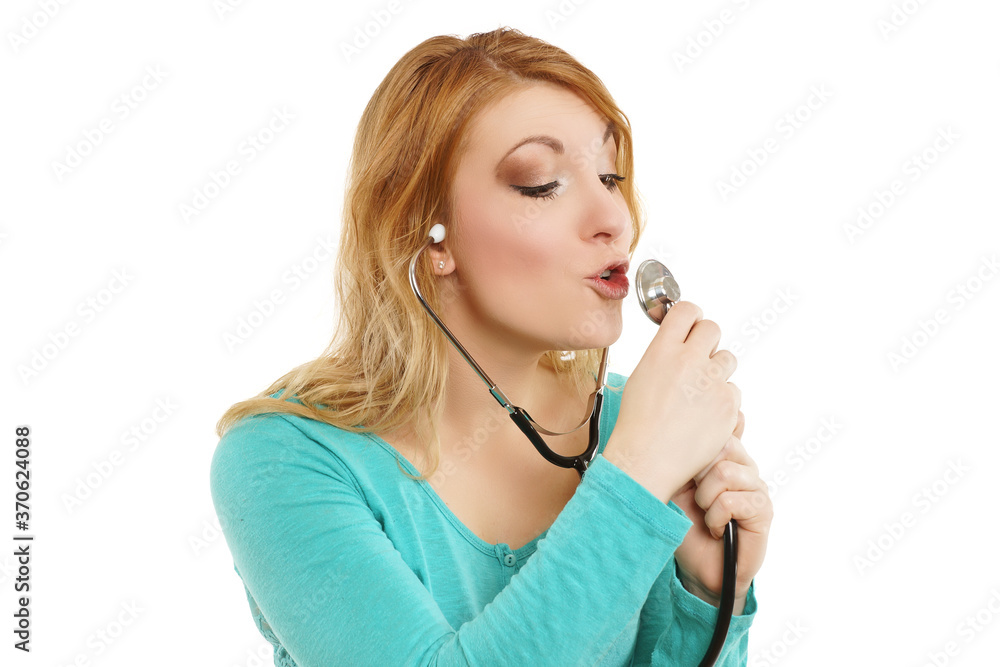 alberne Frau mit Stehtoskop