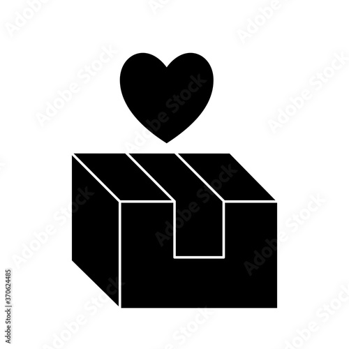 box with heart silhouette style icon design of Charity and donation theme Vector illustration