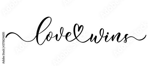 Love wins - vector calligraphic inscription with smooth lines.