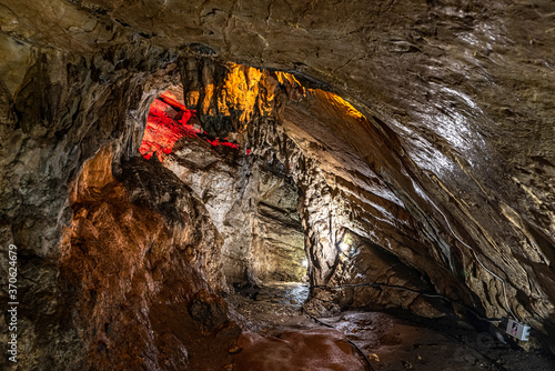 Russia, Sochi, Vorontsovskie caves, August 08, 2020: Narrow Passage photo