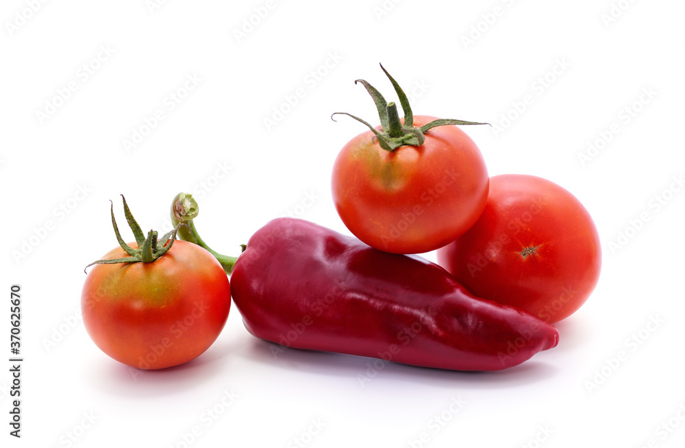 One red pepper with tomatoes. One red pepper with tomatoes.