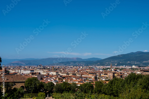 View of Florence from the Coffe House in Boboli gardens, Italy. Selective focus.  © Gur