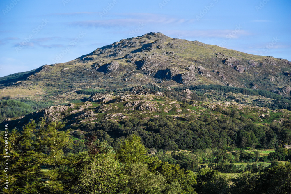 mountain landscape with blue sky and clouds in the english lake district