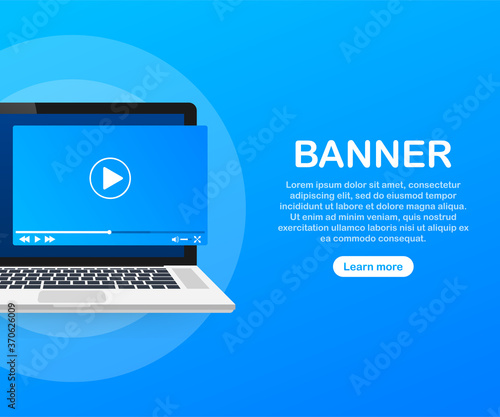 Template video frame. Template media player. Mobile app interface. Vector stock illustration.
