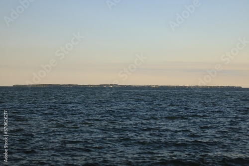 Distant view of Kelley’s Island on Lake Erie photo
