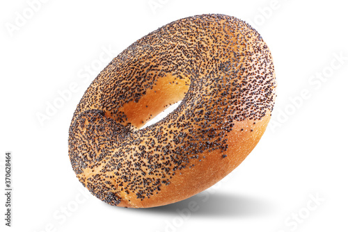 Bagel with poppy seeds on a white isolated background photo