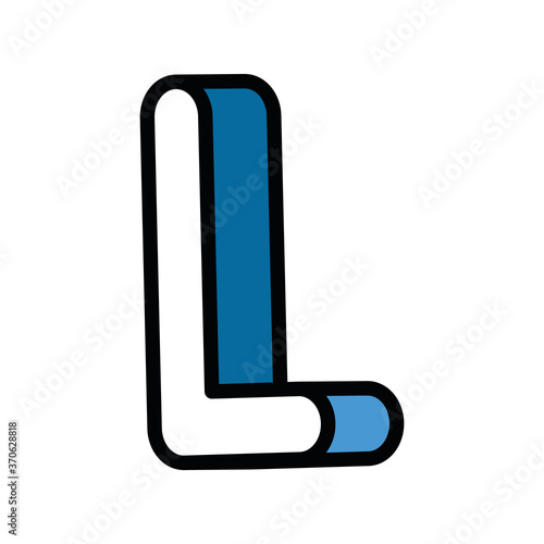 3d l letter design, lettering typography retro and comic theme Vector illustration