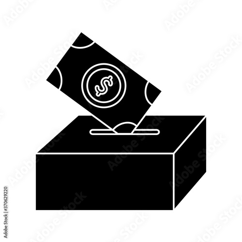 bill over box silhouette style icon design of Charity and donation theme Vector illustration