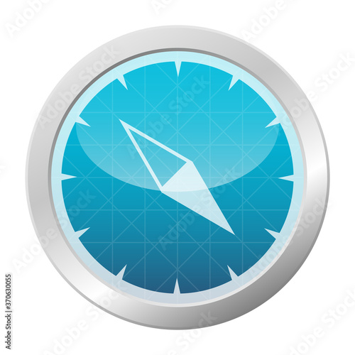 Compass icon blue shiny circle button navigation tool symbol vector illustration