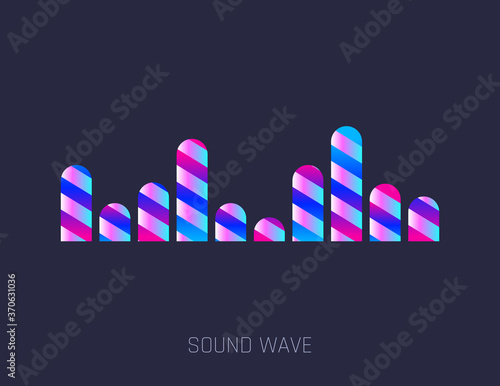 Vector music sound waves. Audio digital equalizer technology, console panel, musical pulse. Dark background