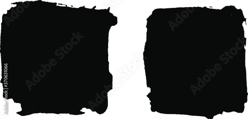 Black paint, ink brush strokes, brushes, lines. Dirty artistic design elements, boxes, frames for text. Grunge black paint background with frame. Eps 10