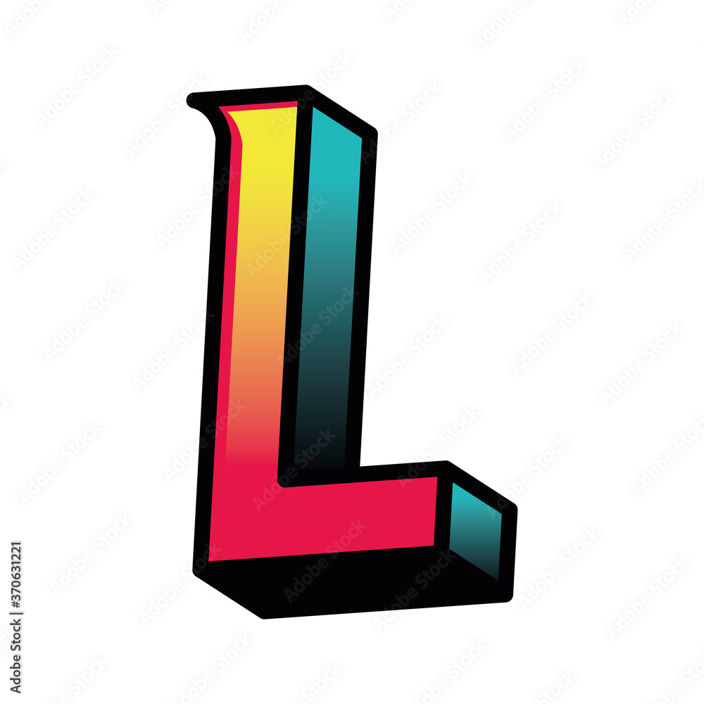 3d l letter design, lettering typography retro and comic theme Vector illustration 3d l letter design, lettering typography retro and comic theme Vector illustration