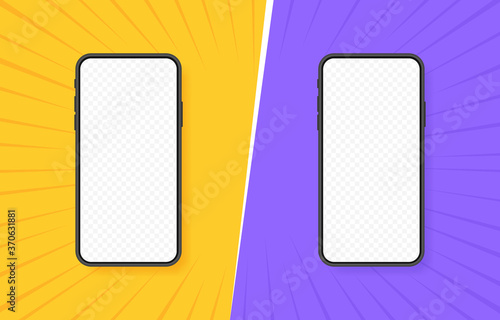 Comparison of two different smartphones. VS two color retro background with with halftone corners for comparison. Vector illustration