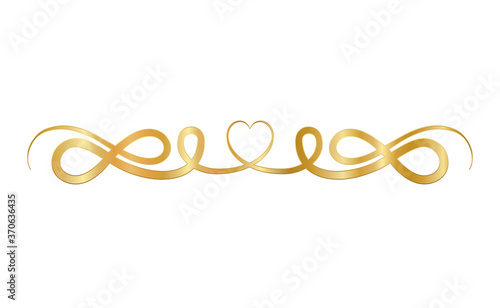 gold ornament in ribbon shaped with heart in center design of Decorative element theme Vector illustration