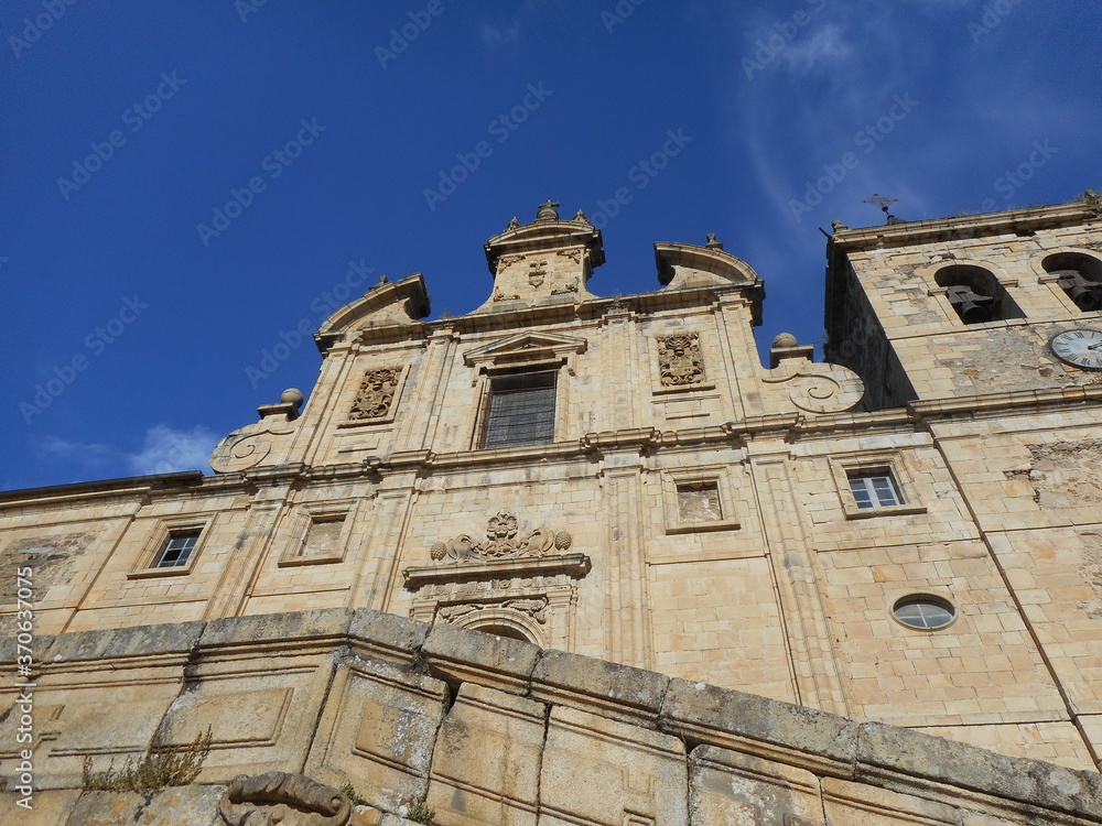 Facade of ancient church.Spain.Camino de santiago.