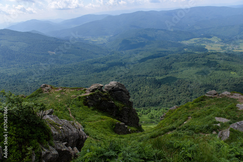Mountain Carpathian landscape view from Pikuy