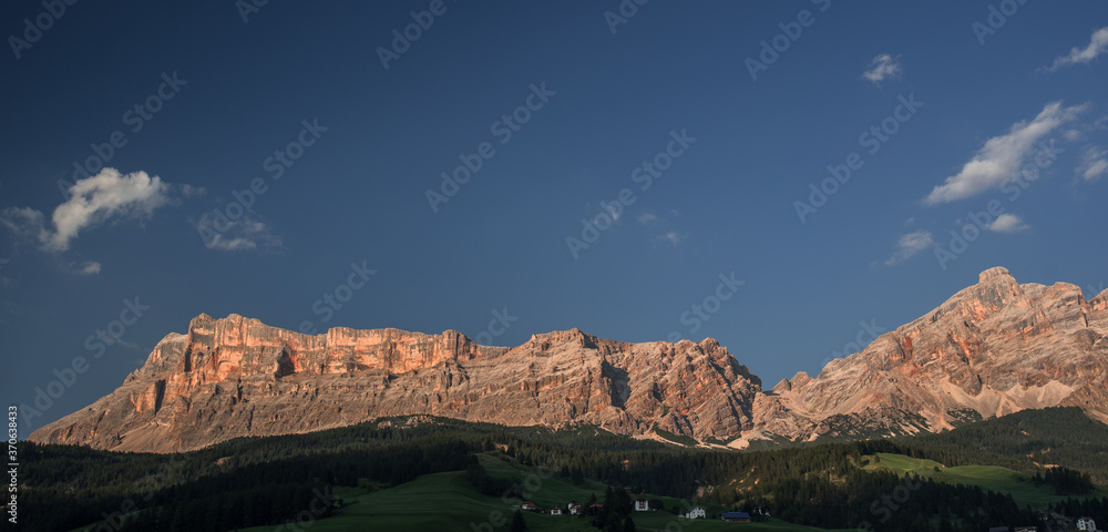 Sasso di Santa Croce mountain massif as seen from La Villa village at