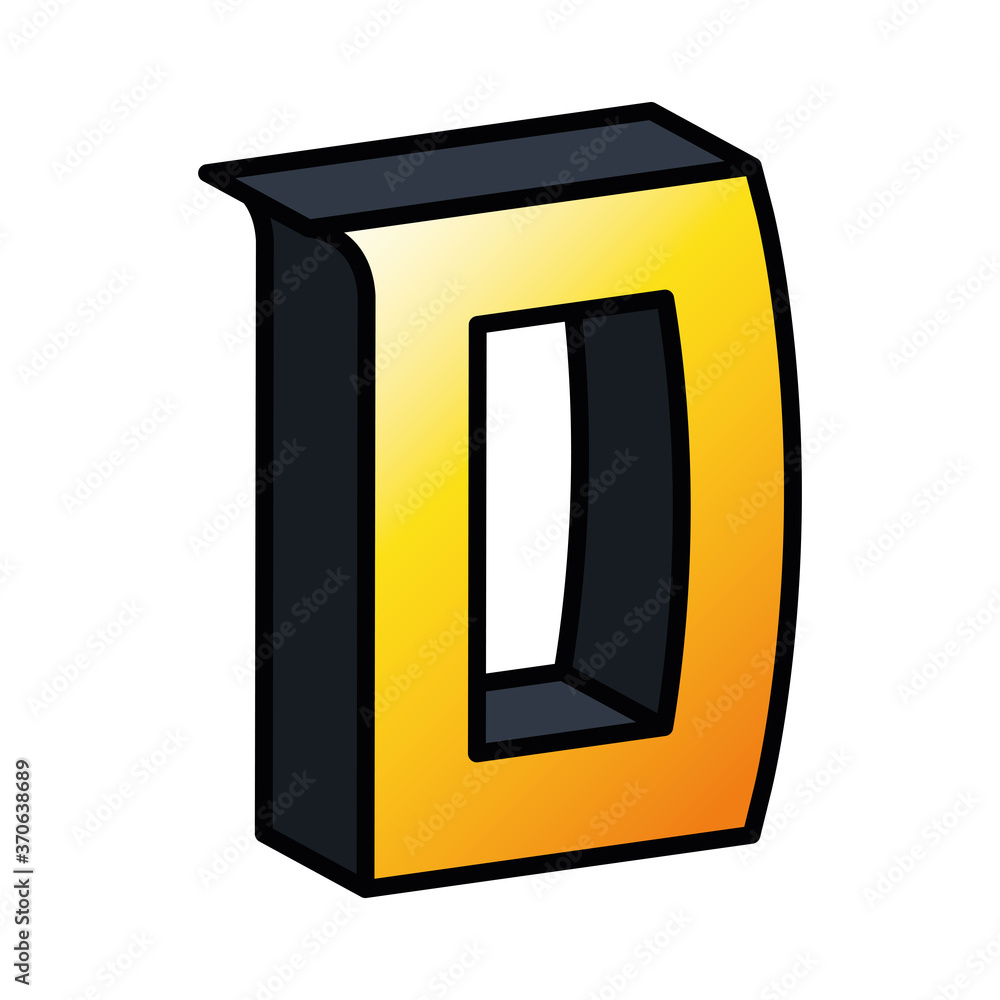 3d d letter design, lettering typography retro and comic theme Vector illustration 3d d letter design, lettering typography retro and comic theme Vector illustration