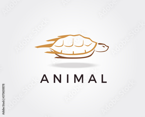 minimal turtle logo template - vector illustration