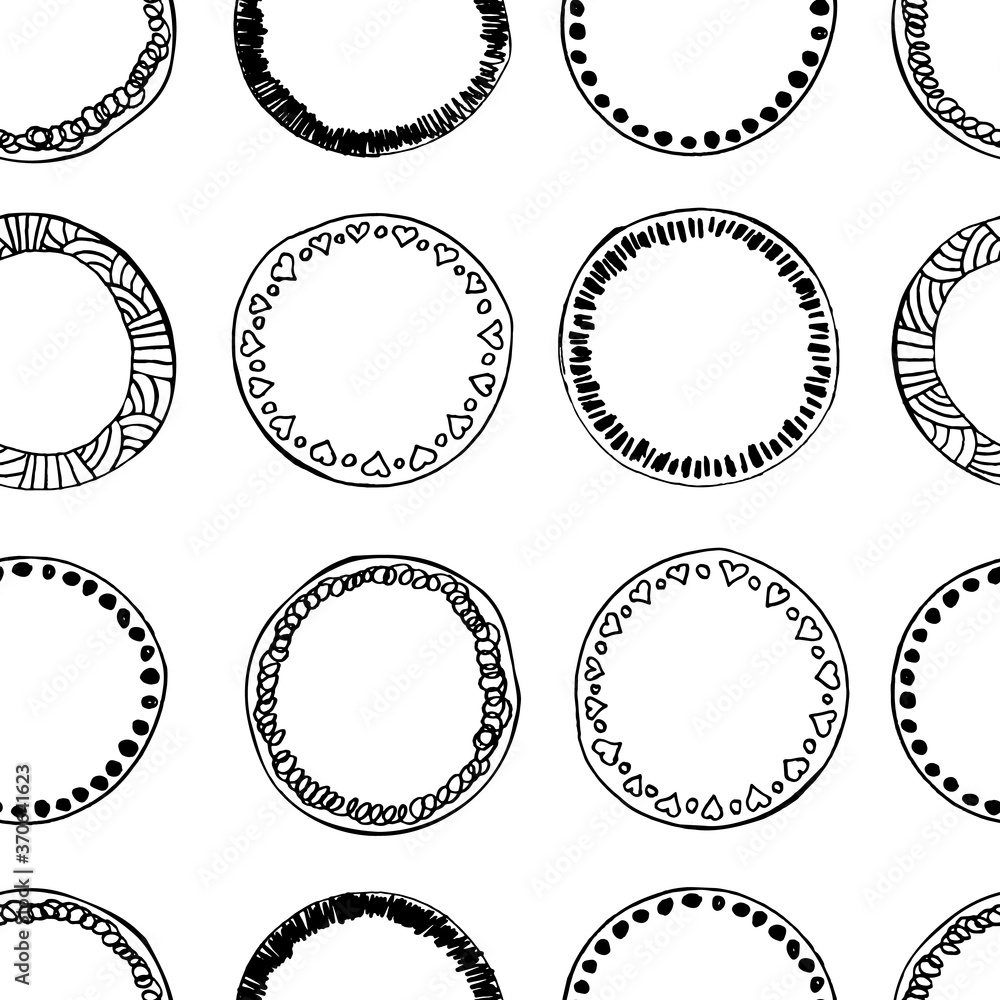 Simple Hand Drawn Sketched Circle Seamless Pattern