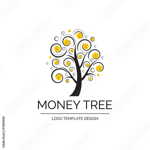 Money Tree Vector Icon Logo, Money Grow Symbol