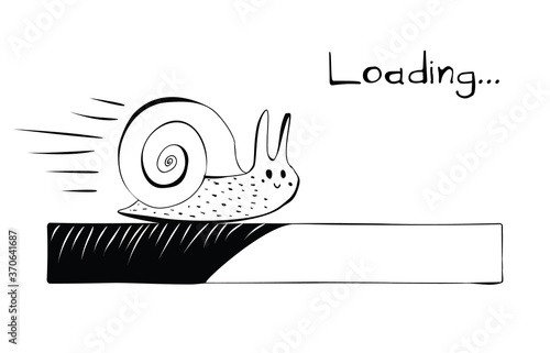 Hand Drawn Snail or Slug with Loading Bar Isolated