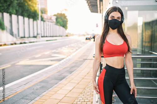 Woman posing with protective mask during virus outbreak